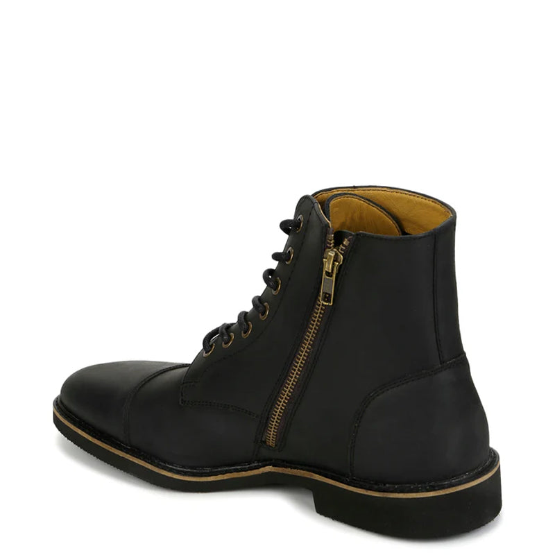 Premium Leather Lace-Up Ankle Black Boot For Men