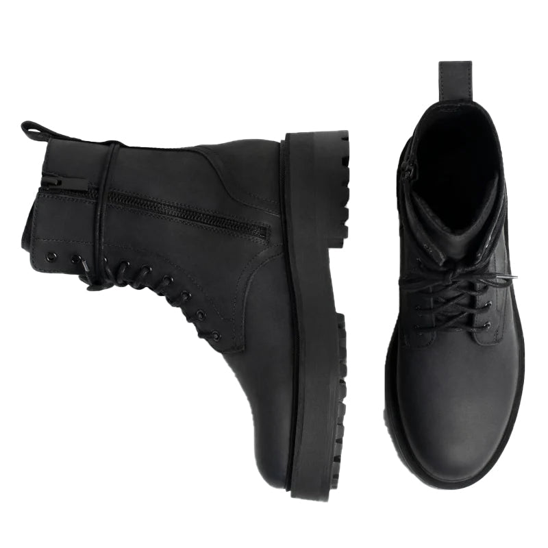 Lace Up Leather High Top Combat Boots