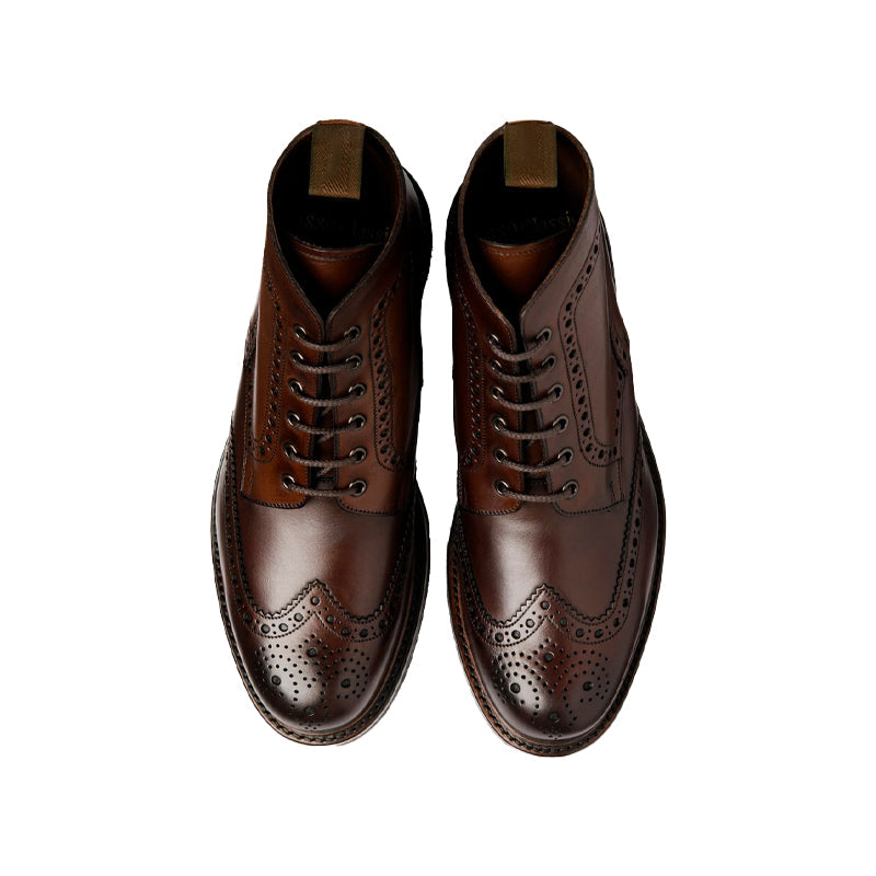 Leather Lace-Up Wingtip High Ankle Brown Boot