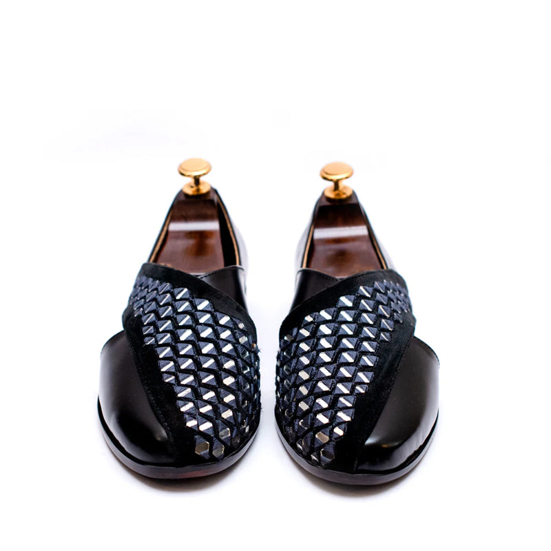 Cross Strap Mirror Design Leather Peshawari Sandal