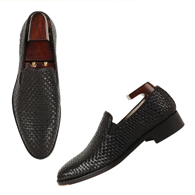 Men Classic Woven Pure Leather Loafer