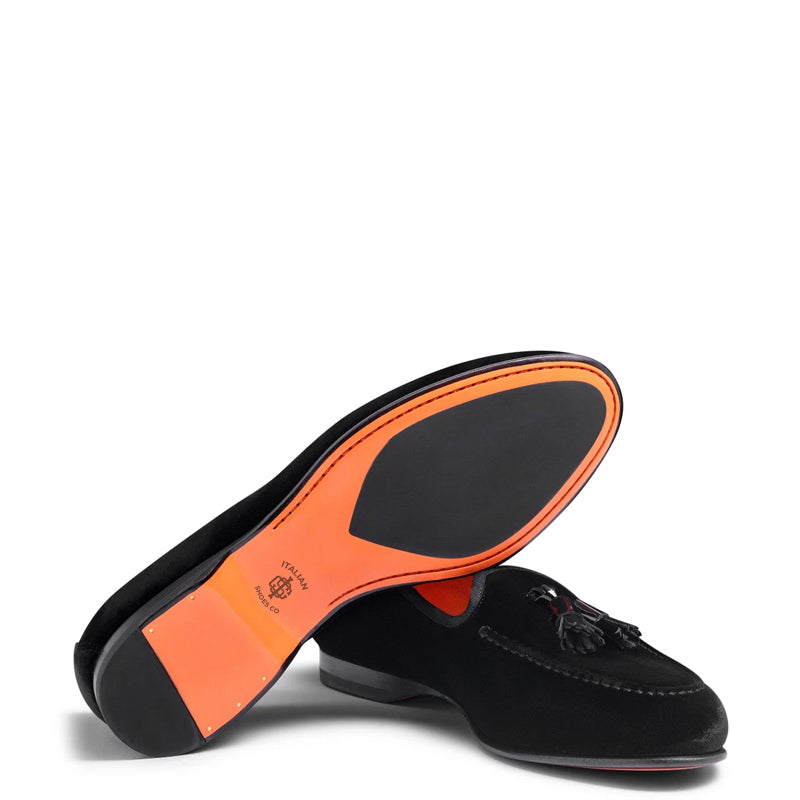 Suede Andrea Velvet Leather Tassel Black Loafer