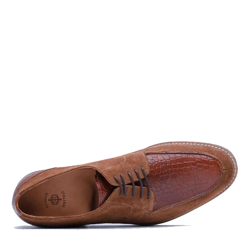 Suede Dual Tone Croco Leather Derby Shoe