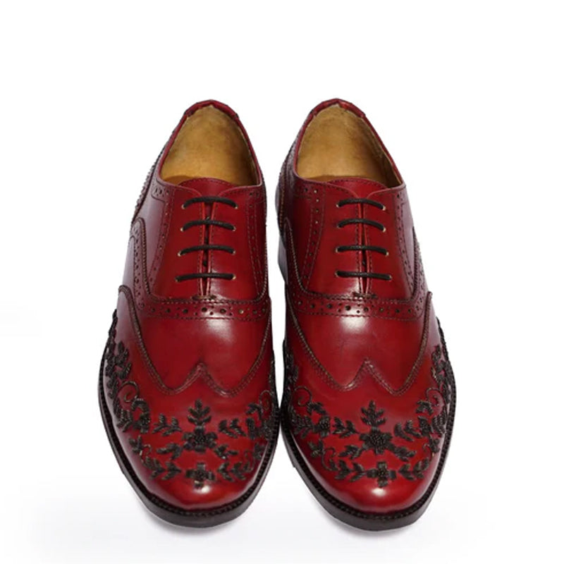 Leather Lace Up Wingtip Shoes For Men