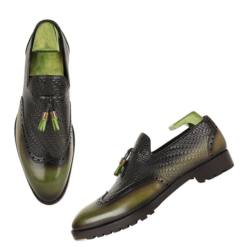 Patina Handmade Wingtip Leather Tassel Loafer