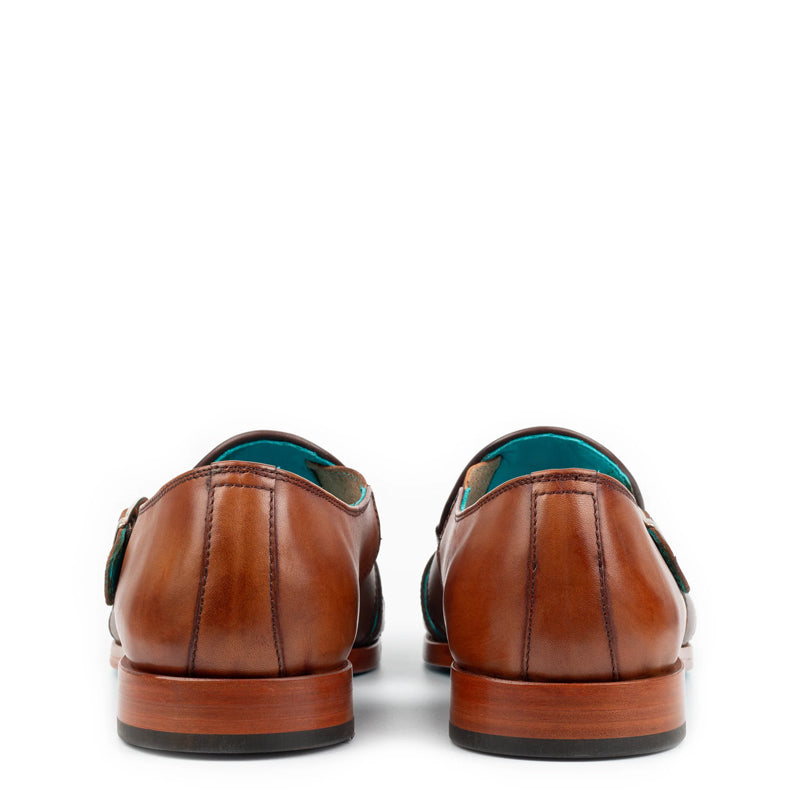 Men  Blue/Tan Textured Leather Peshawari Comfort Sandal