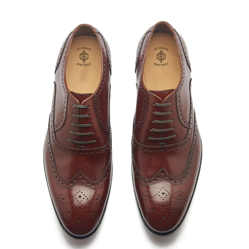 Men Lace-Up Leather Wingtip Oxford Black Shoe