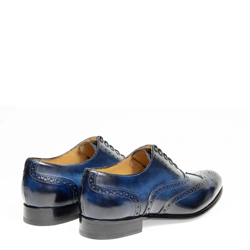 Men Wingtip Shiny Leather Oxford Burgundy Shoe