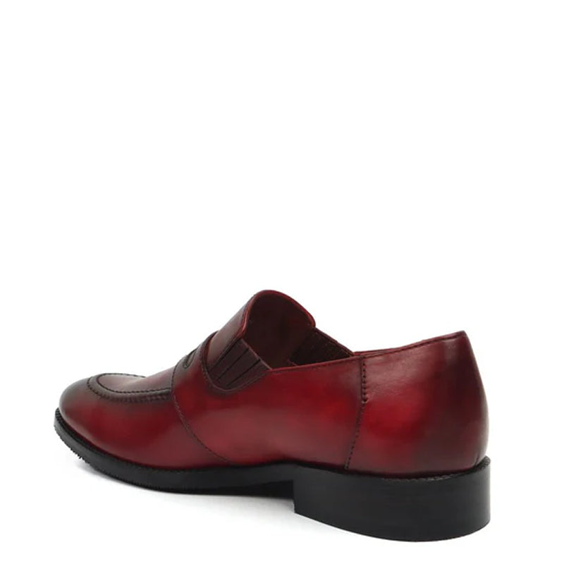 Burgundy Leather Penny Loafer For Men