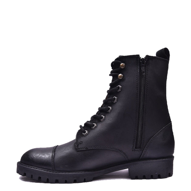Custom Handmade Leather High Ankle Black Boot For Men
