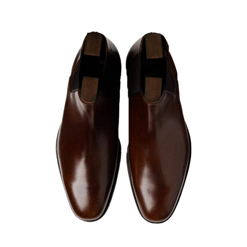 Patent Leather Chelsea Tan Boot For Men