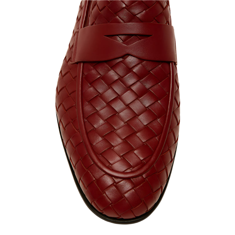 Black Woven Texture Leather Loafer for Men