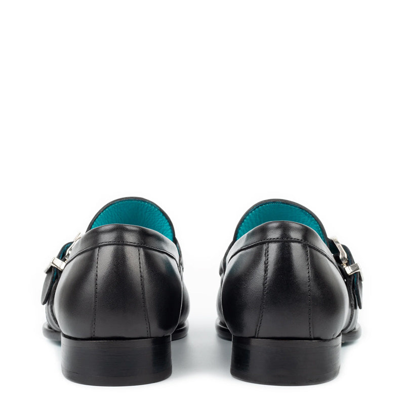 Polished Leather Single MonkStraps Black Loafer