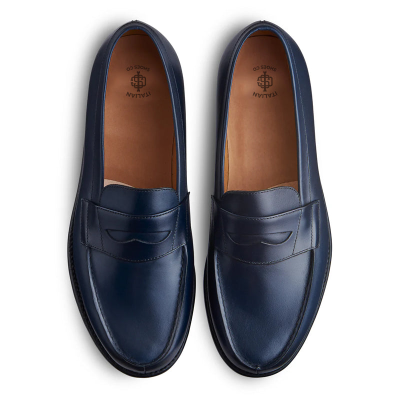 Classic Leather Blue Penny Loafer For Men