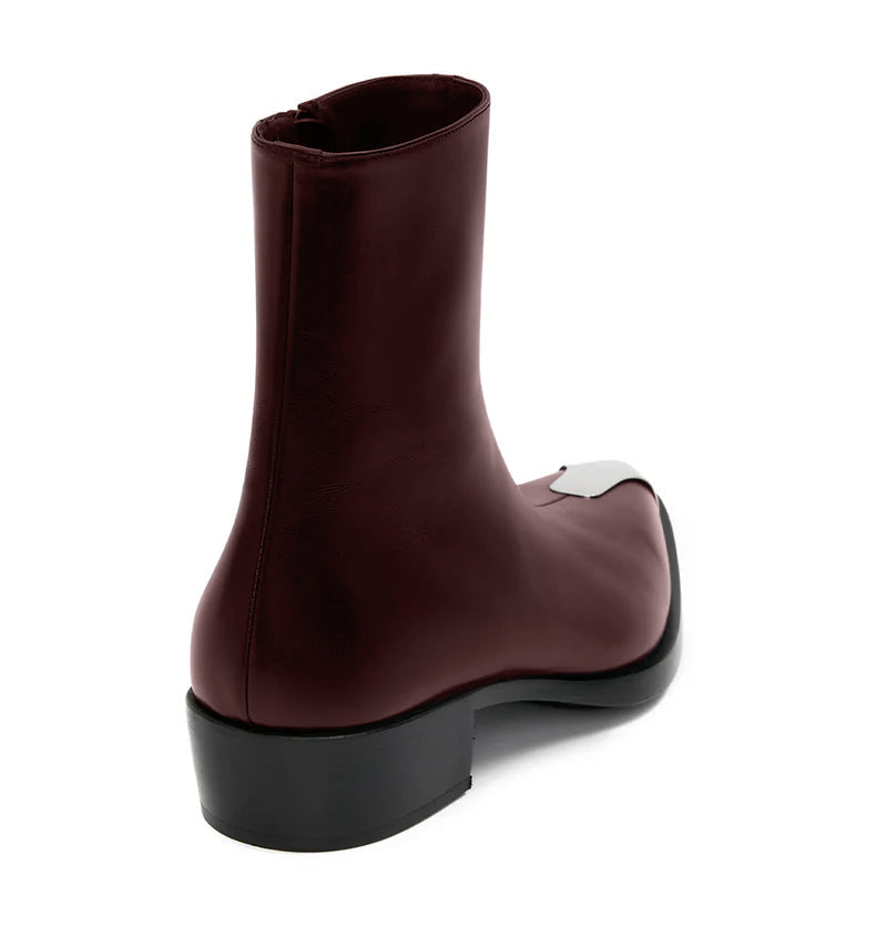 Punk Leather Boots Silver Toe