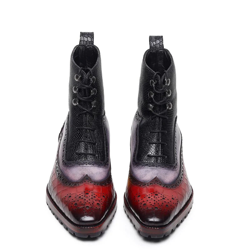 Premium Triple Tone Leather Wingtip Boots