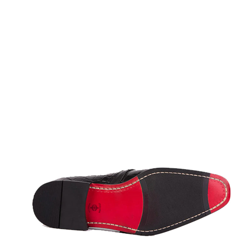 Blue Leather Single Monk Strap Cap Toe Men Shoe