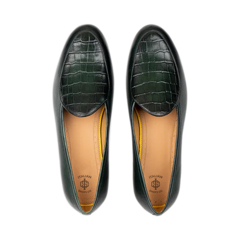 Men Croco Solid Leather Blue Loafer