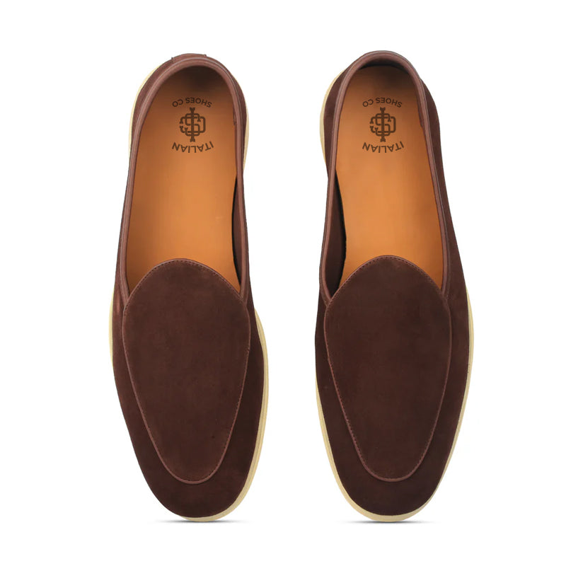 Suede Leather Solid Tan Loafer For Men
