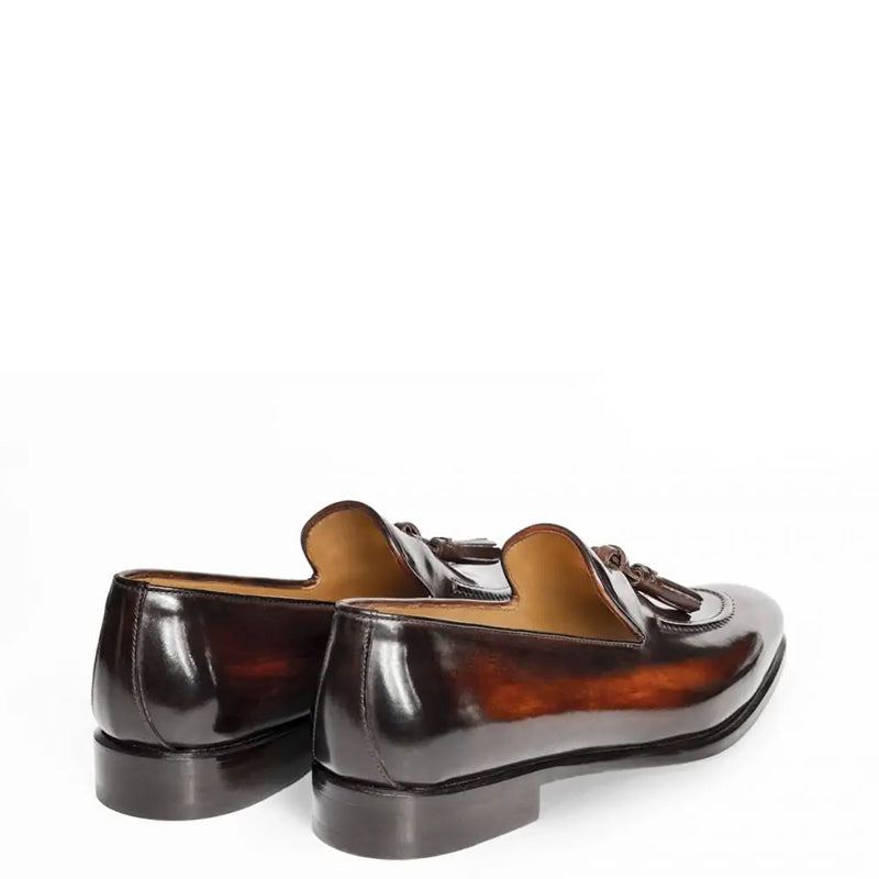 Pure Shiny Leather Tassel Burgundy Loafer