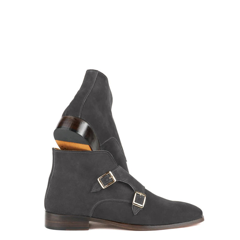 Luxury Suede Leather Double Buckle Ankle Boot