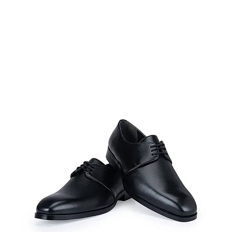 Plain Solid Leather Lace-Up Formal Derby Shoe Burgundy