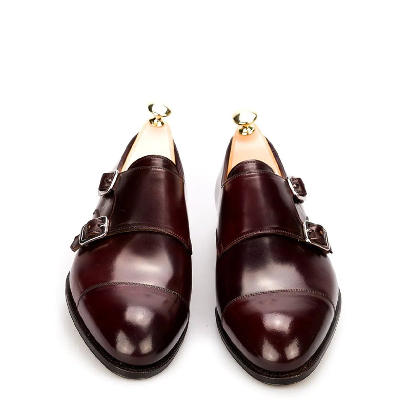 Premium Captoe Leather Double MonkStrap Shoe Brown
