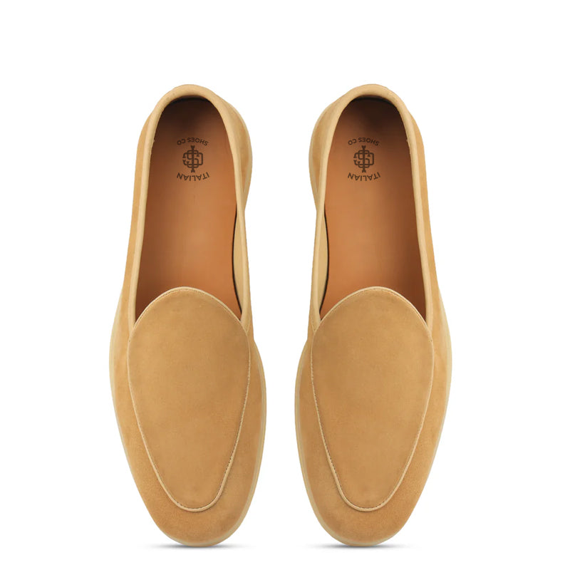 Suede Leather Solid Brown Loafer For Men