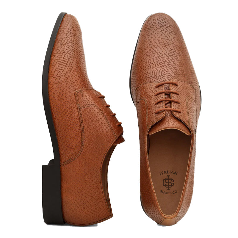 Leather Lace Up Derby Shoes For Men