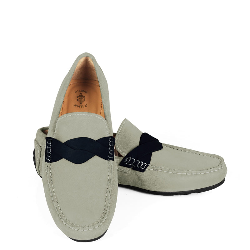 Penny Suede Cross Strap Leather Mustard Loafer