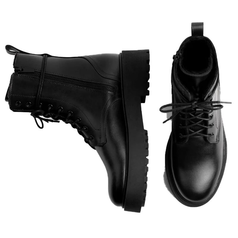 Lace Up Leather High Top Combat Boots