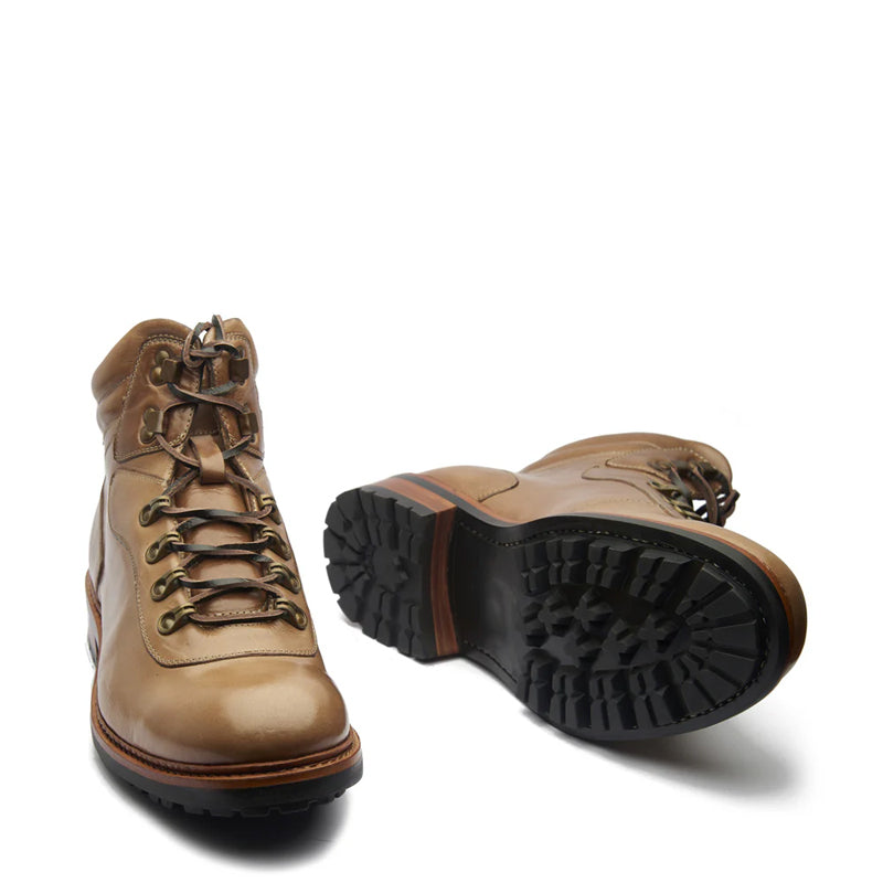 Leather Lace-Up Mid Top Ankle Brown Boot For Men