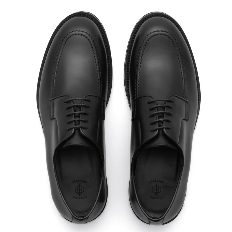 Men Classic Plain Solid Leather Derby Shoe