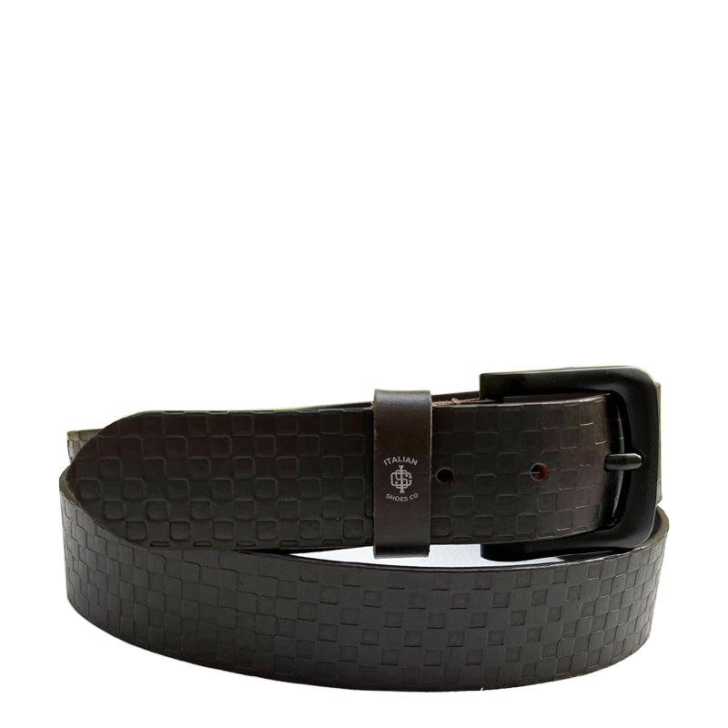 Strutturato Rilievo Brown Leather Belt