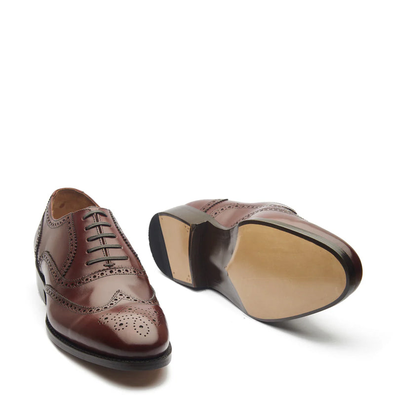 Men Lace-Up Leather Wingtip Oxford Brown Shoe