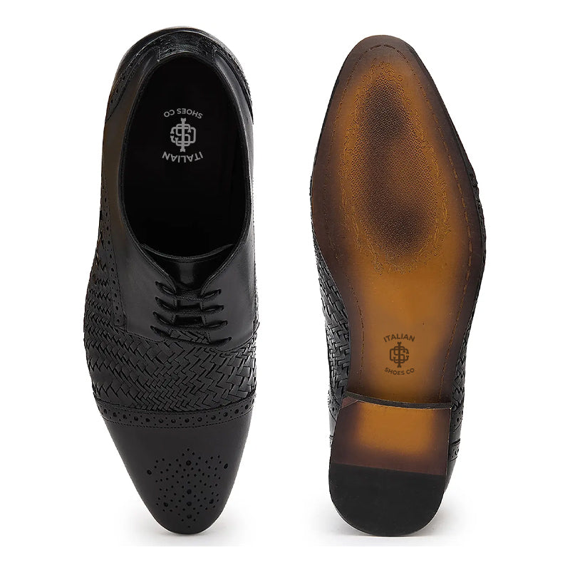 Men Handmade Leather Woven Textured Oxford Shoe