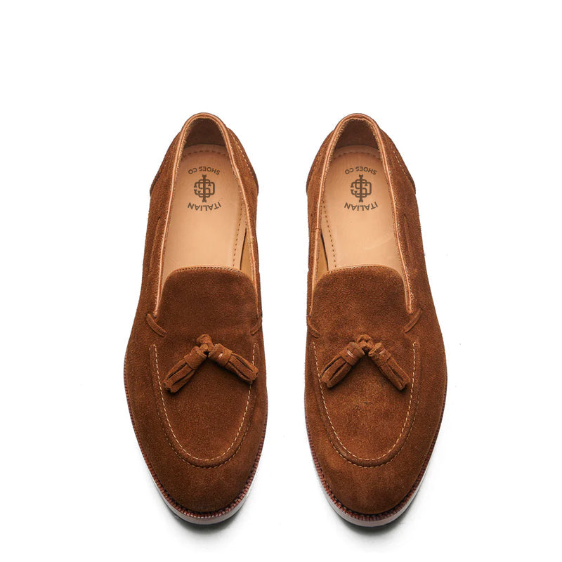 Men Suede Leather Slip-On Tassel Tan Loafer