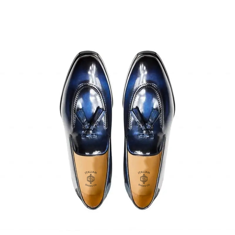 Pure Shiny Leather Tassel Burgundy Loafer