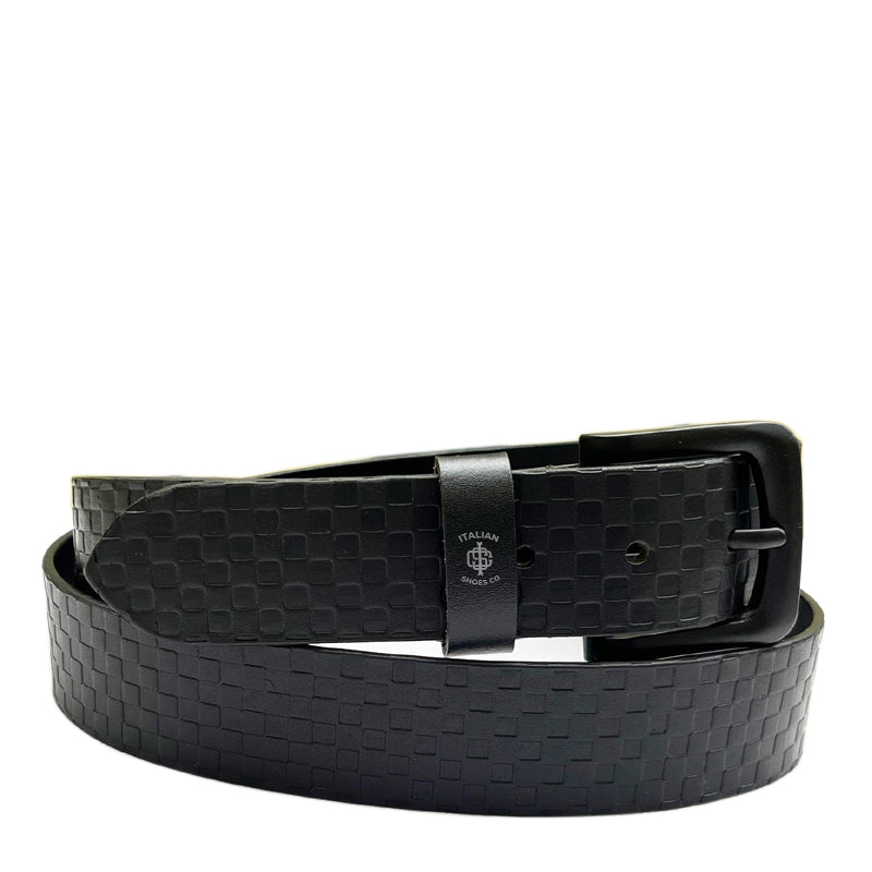 Strutturato Spogliato Black Leather Belt