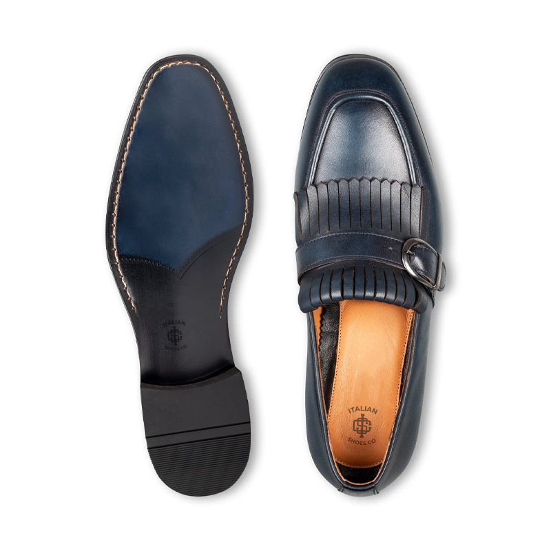 Premium Midnight Leather Single Monk Strap Shoe