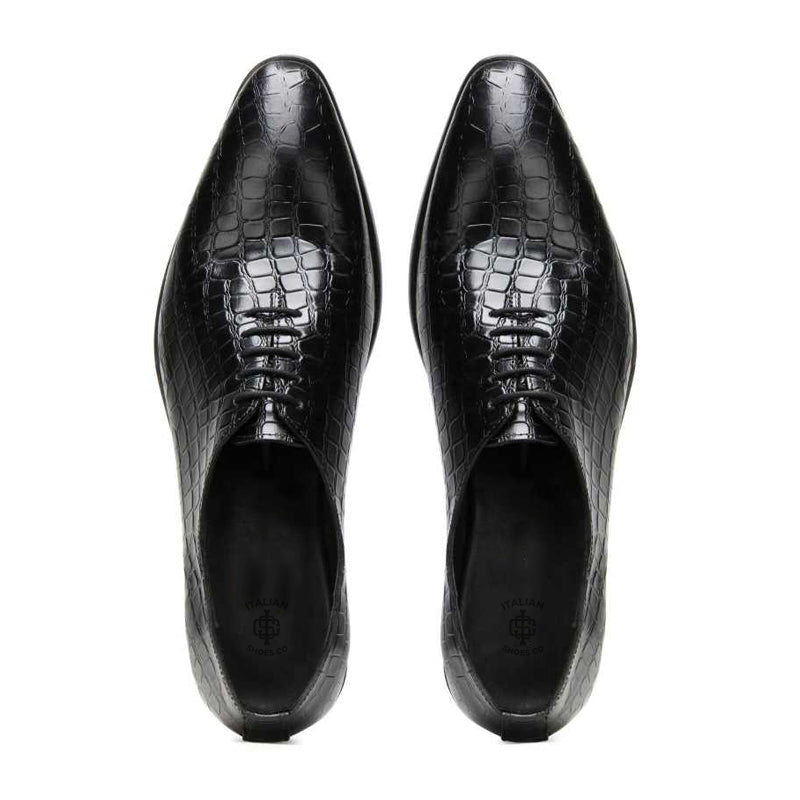 Men Handmade Croco Texture Leather Oxford Shoe