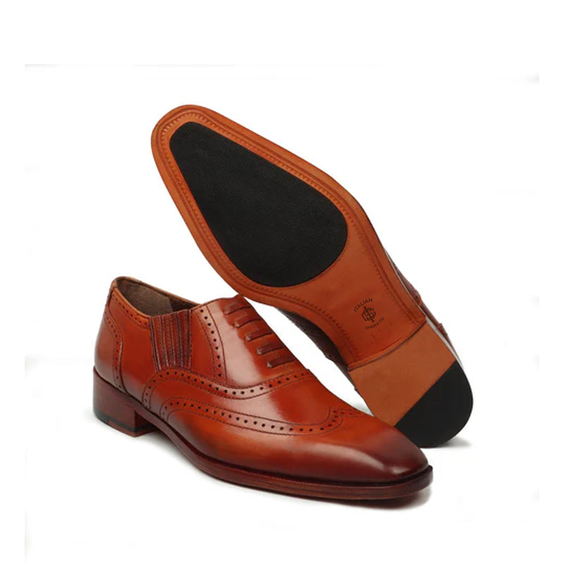 Leather Square Toe Lace-Up Oxford Olive Shoe