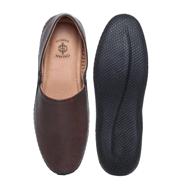 Men Textured Casual Leather Black Loafer