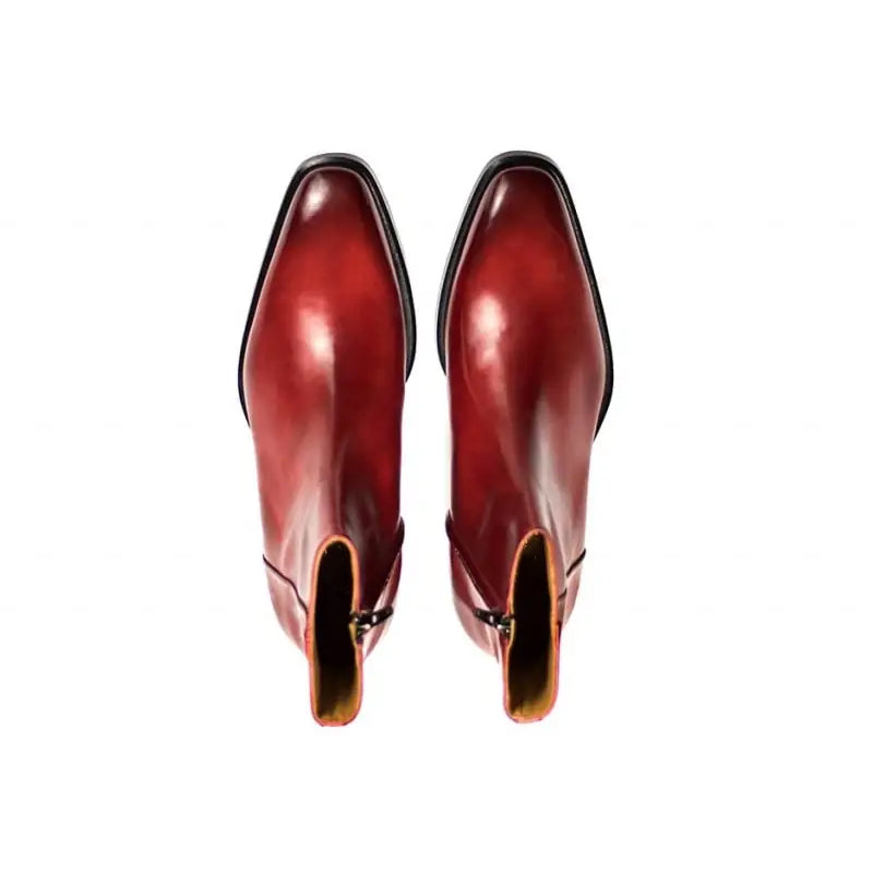 Classic Midnight Shiny Leather Side Zipper Tan Boot