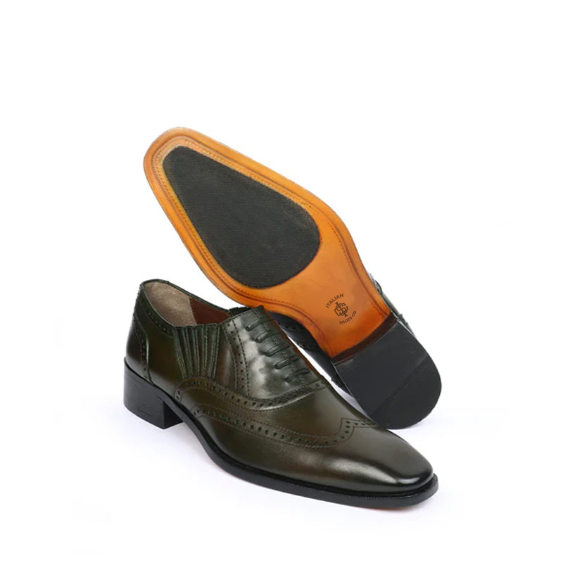 Leather Square Toe Lace-Up Oxford Brown Shoe
