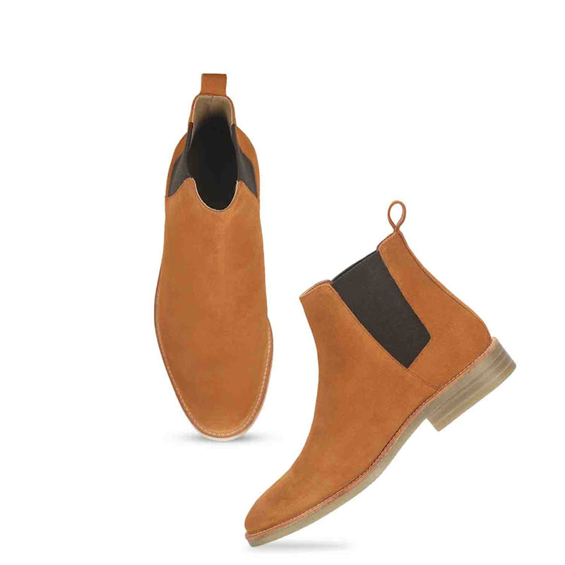 Men Suede Mid Top Leather Chelsea Boot