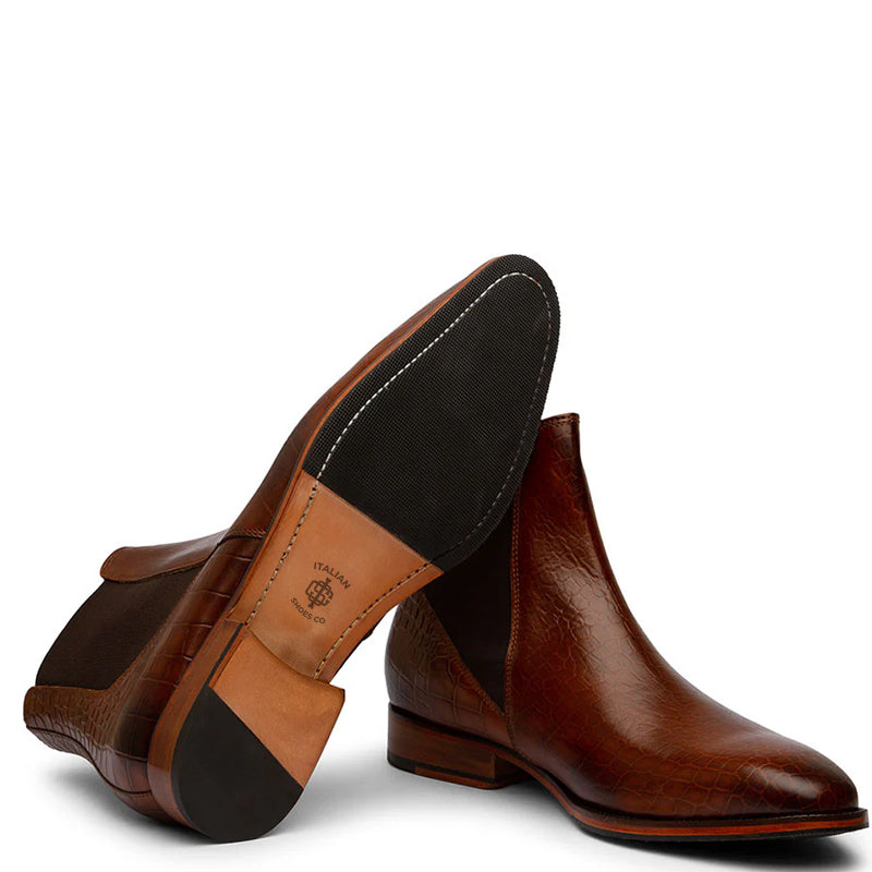 Croco Leather Sharp Chelsea Boot