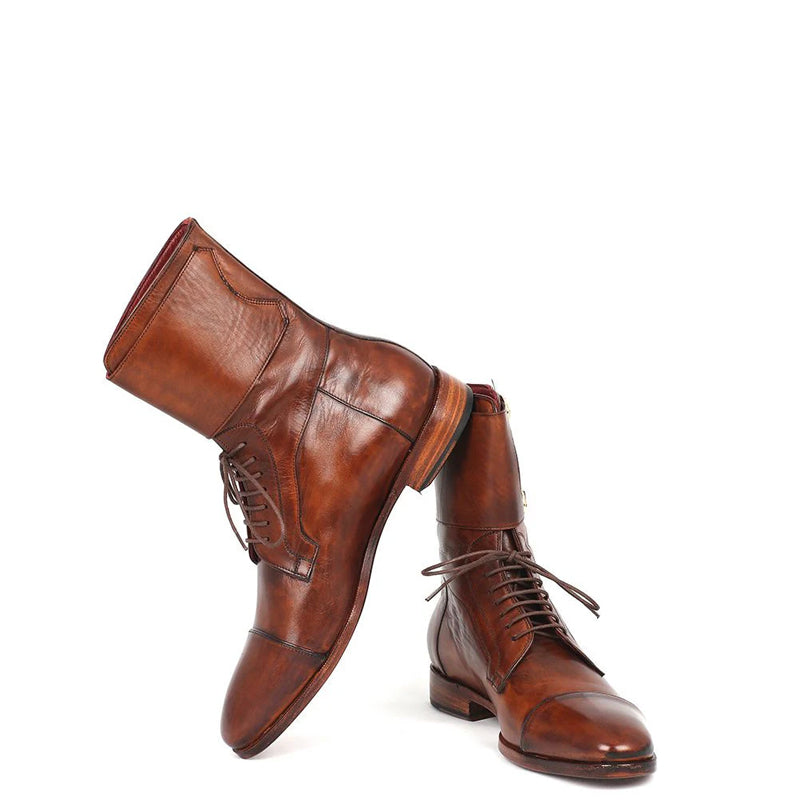 Men Cap-Toe Leather High Ankle Boot