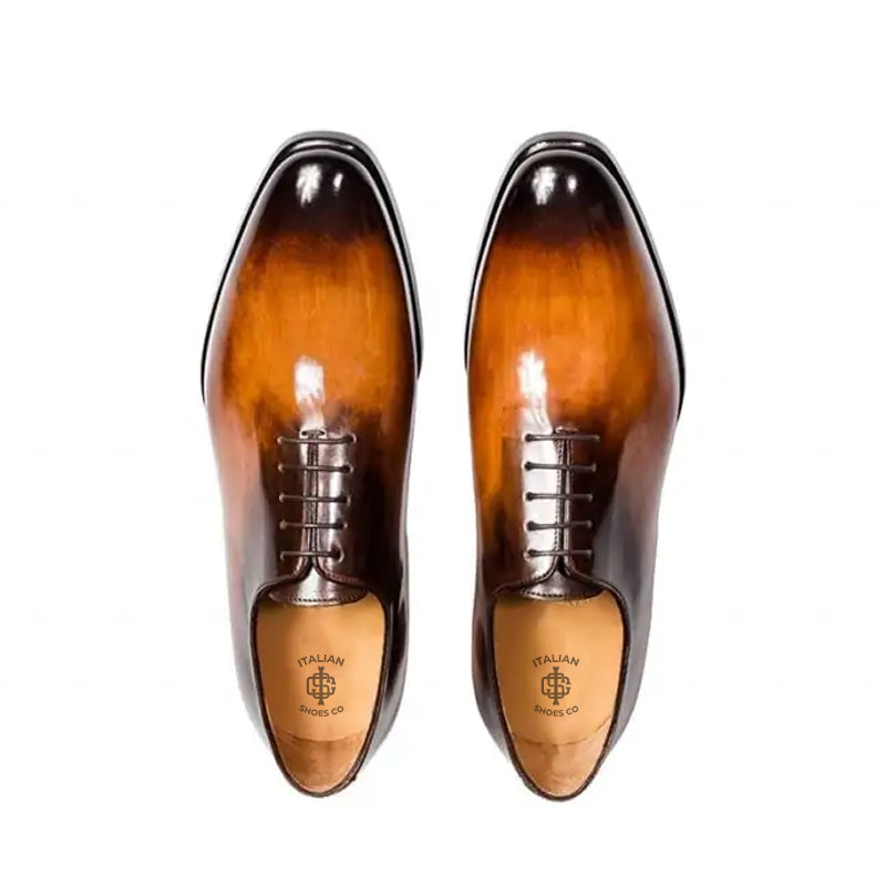Classic Shiny Leather Oxford Tan Brown Shoe
