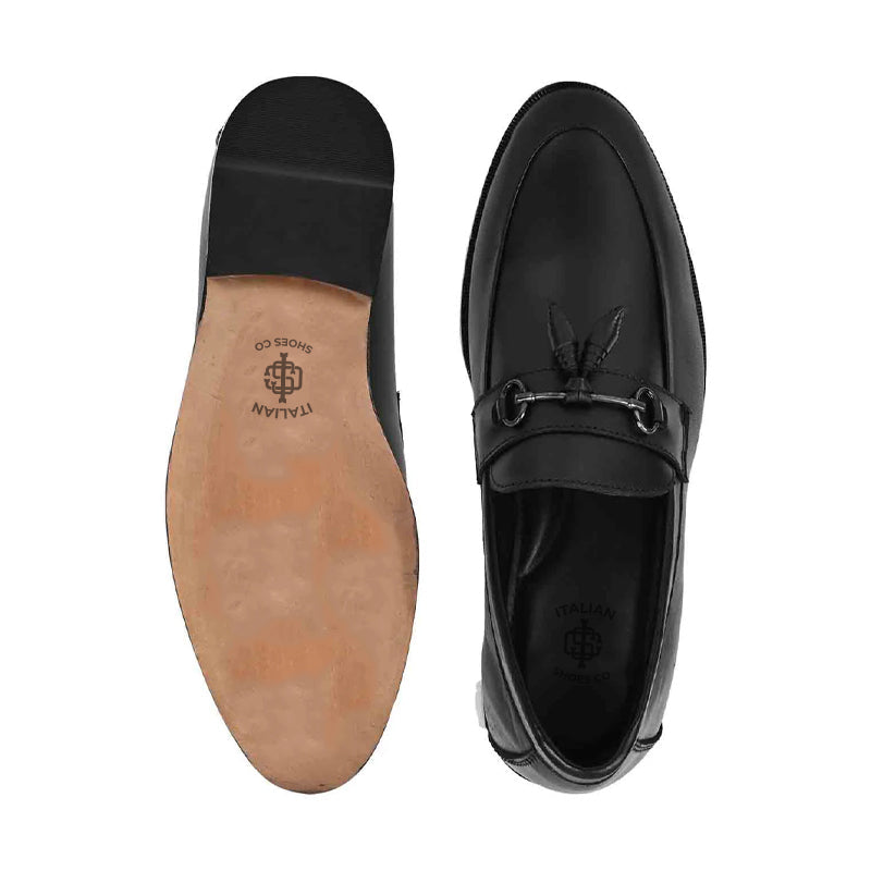 Men Polished Leather Tassel Loafer